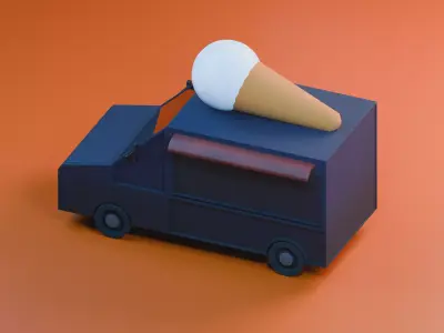 Ice Cream Truck 3d Model  Low-poly 3D model