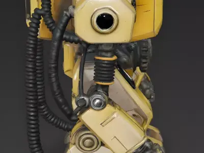 Realistic Weathered Industrial Worker Mech 3D Model Low-poly 3D model