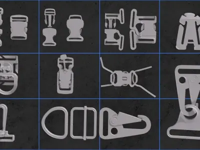 Buckles and Zipper 3D Model Pack
