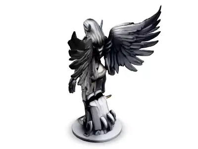 Silver Valkyrie Scifi Angel Warrior Low-poly 3D model