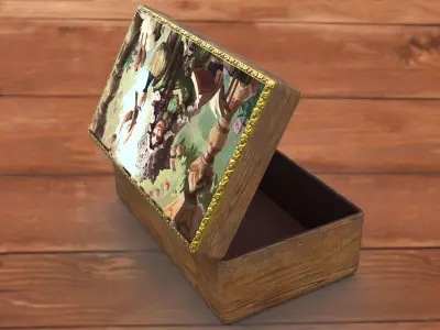 Vintage jewelry box PBR low-poly 3D model Low-poly 3D model