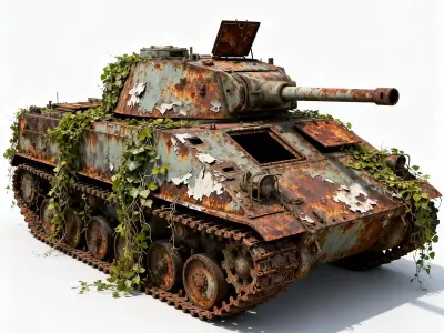 Overgrown Relic Abandoned Light Tank 3D Model Low-poly 3D model