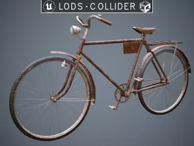 Customizable Vintage Bicycle Rusty - Updated for 2021 Low-poly 3D model
