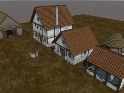 Low Poly Top down Village Constructor Free low-poly 3D model