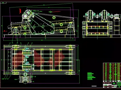 HORIZANTAL SCREEN TWO DECK COMPLETE SET OF DRAWING 3D model