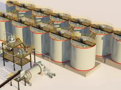 Gold mining leaching section 3D Model 3D model