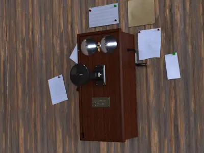 Antique crank phone 3D model