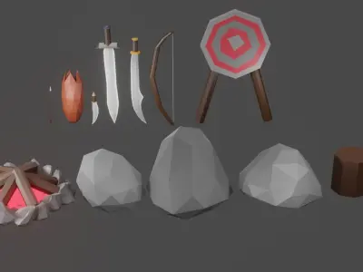 Medieval weapons Low-poly 3D model