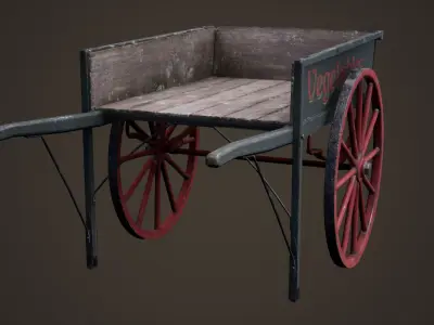 Hand drawn cart Low-poly 3D model