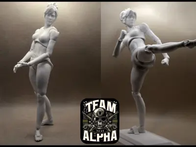 ACTION FIGURE 3D PRINTING FEMALE MOVABLE BODY TOY MODEL STL 3D print model