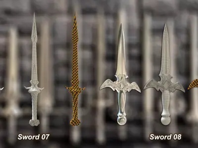 40 Medieval Swords  Low Poly  and Unwrapped  Low-poly 3D model