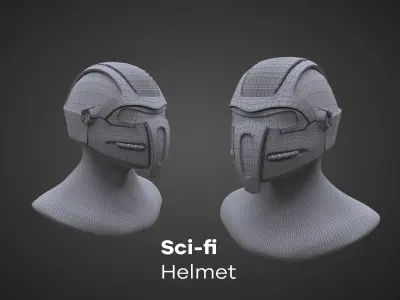 Sci-fi Helmet - PBR - Lowpoly - Low-poly 3D model