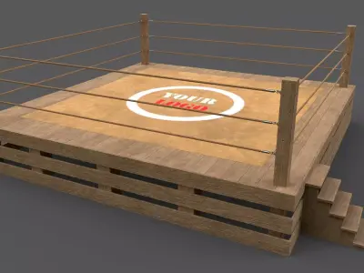 PBR Modular Wood Basic Wrestling Rings 20ftx20ft Low-poly 3D model