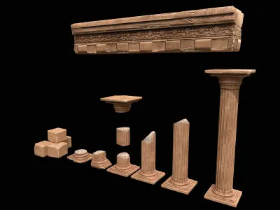 Ancient Columns Ruins Pack Low-poly 3D model