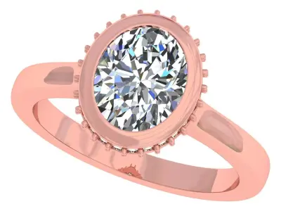 Oval Bezel Head Engagement Ring 3D print model purchase