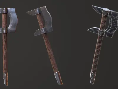 Medieval Axes Low-poly 3D model buy