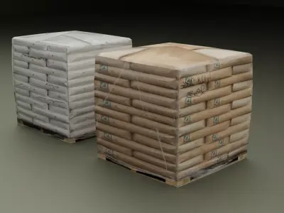 Cement Bags On Pallet Low-poly 3D model