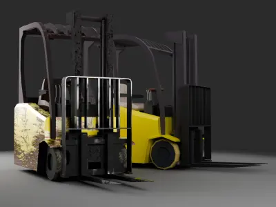 LowPoly Forklift Pack Clean and Rusty Variants  Low-poly 3D model