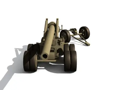 155mm gun M1 Long Tom Low-poly 3D model