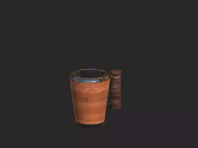 Antique Wooden Mug Low-poly 3D model
