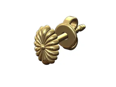 Ribbed rosette art deco stud earring 3D print model