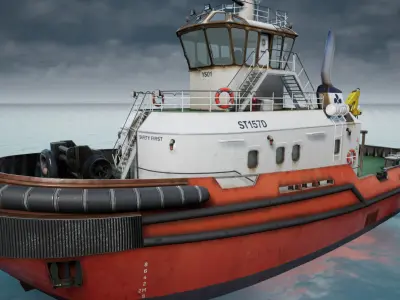 Tug Ship tugboat - low poly Low-poly 3D model