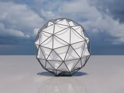 Geodesic Tensile Sphere Structure Parametric Architectural Pavilion 3D model