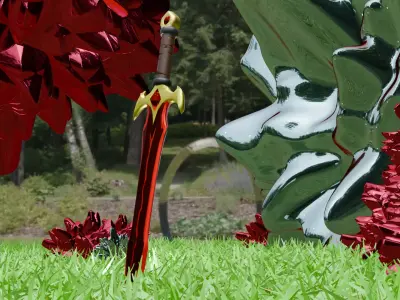 Crimson Monarch-Stylized fantasy sword- Game-Ready Low-poly 3D model