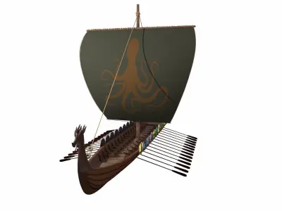 Viking Ship Low-poly 3D model