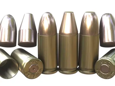 9x19mm Luger Para Cartridge Low-poly 3D model