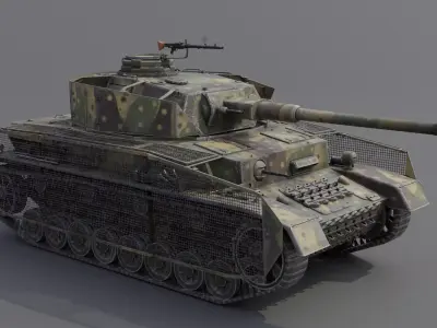 Panzer IV J Medium Tank Low-poly 3D model