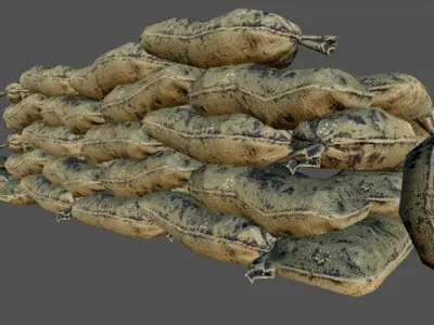 Military Sandbags Low-poly 3D model buy