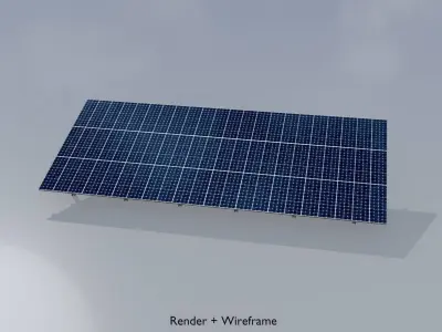 Solar module version 1 width 23500mm tilt angle 20 degrees Low-poly 3D model