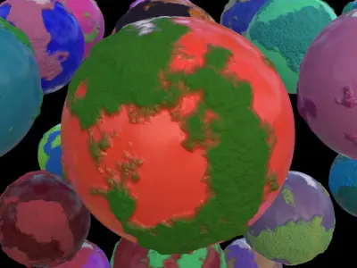 125 pcs of Stylized Planet Asset Pack Free 3D model