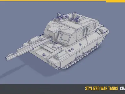 Stylized Tank Challenger 2 Low-poly 3D model