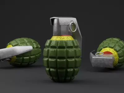 MK2 Grenade Low-poly 3D model 6