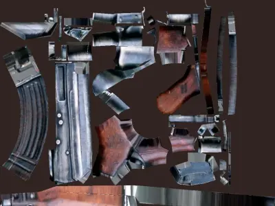 Ak-47 Gun Low-poly 3D model purchase