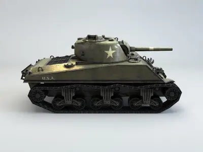 Low Poly M4A3 Sherman Medium Tank Low-poly 3D model