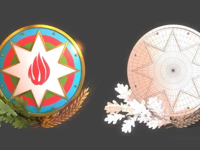 National emblem of Azerbaijan Low-poly 3D model