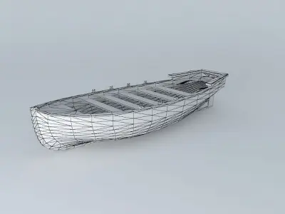Rowboat wooden boat 3D model