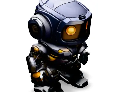 Cute SciFi Robot Game Ready Low-poly 3D model