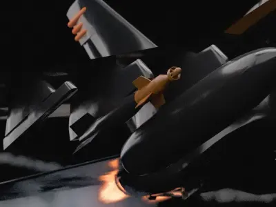 f18 black and gold rigged with procedural textures 3D model