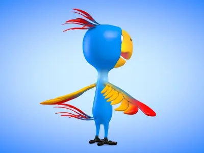 Parrot cartoon Low-poly 3D model