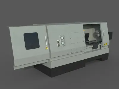 CNC Lathe machine with panel Low-poly 3D model