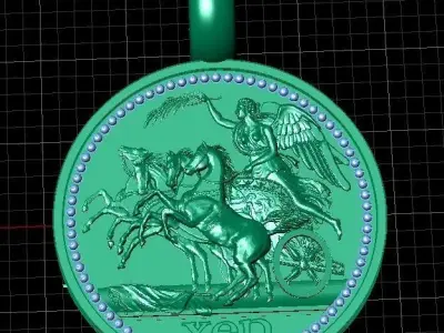 greek coin pendant two options 3D print model