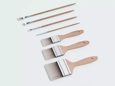 Paint Brush Set - 7 Painting Tools 3D model
