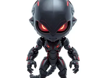 Stylized Chibi Alien Robot 3D Model Low-poly 3D model