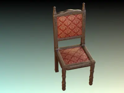 Antique Dining Chair Low-poly 3D model