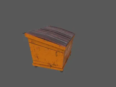 Dumpster orange trash can Low-poly 3D model