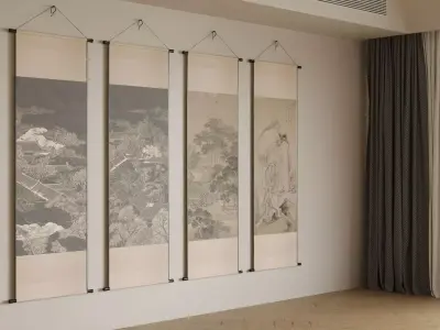 Chinese style calligraphy and painting 3D model